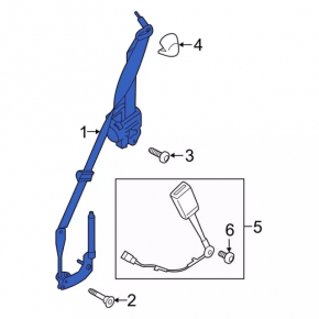 Driver's seat belt Ford Mustang mk6 18-rest coupe black, with tensioner
