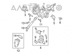 Steering column with electric power steering Toyota Highlander 08-13 2.7 3.5