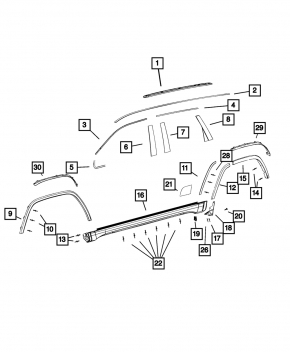Door trim side rear left Jeep Grand Cherokee WK2 11-21 rear