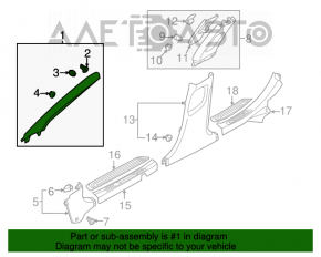 Right front pillar trim for Hyundai Azera 12-17, beige, torn