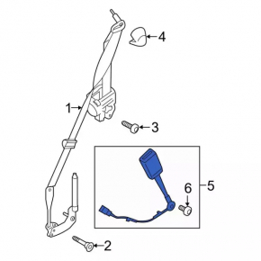Black Ford Mustang mk6 15-17 driver's seat belt latch with wire