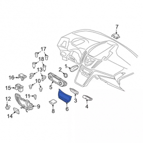 Ford Escape MK3 17-19 climate control panel trim, black