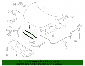 Rear hood seal Nissan Murano z52 15-24 without front