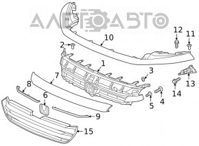 Honda Insight 19-22 radiator grille assembly with emblem, sand, crack in mount