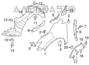 Front left wing arch trim Nissan Murano z52 15- structure, worn