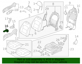 Kia Niro 23-26 passenger seat height adjustment lever, black