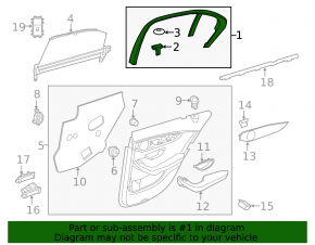Door frame inner rear right Mercedes C-class W205 15-21 black, without curtain