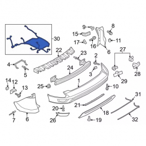 Rear bumper wiring for the 2013-2013 Ford Escape MK3 pre-restored model with parking sensors