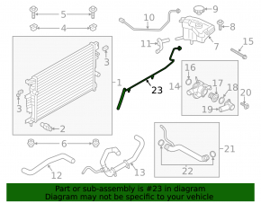 Cooling pipe return tank-head Lincoln MKZ 13-16 3.7 long