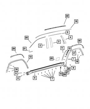 Rear right fender arch trim Jeep Grand Cherokee WK2 11-22 structure