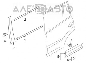Lower rear left door trim for VW Tiguan 09-17, black structure