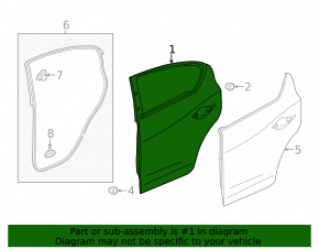 Bare rear right door Acura ILX 13-15 pre-rest black, dent at the lower hinge