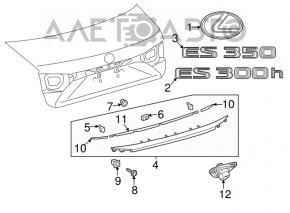 Trunk lid molding Lexus ES300h ES350 15-18 chrome, under the camera