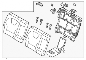Rear seat backrest, 2nd row, right, Kia Niro 23-24 HEV, combined, black, with belt, with armrest, dents