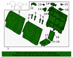 Rear seat backrest, 2nd row, right, Kia Niro 23-24 HEV, combined, black, with belt, with armrest, dents