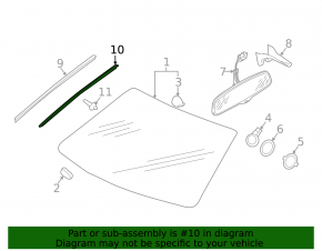 Right windshield molding mount Audi A4 B8 09-16
