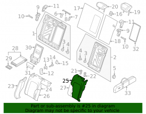 Rear seat back trim, 2nd row, left, Audi A3 8V 17-20 4d, black leather