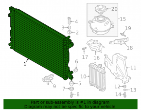 The water cooling radiator of the Audi Q8 19-26 3.0T MHEV is crushed