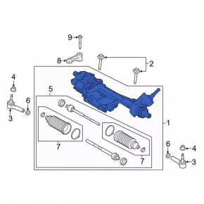 Ford Mustang mk6 18-23 electric steering rack, R18, without rods