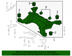 Rear subframe Volvo XC60 20-25 T5, T6, B5, B6 AWD without electric shock absorbers
