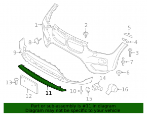 BMW X1 F48 16-19 X-line front bumper lip trim, gray structure