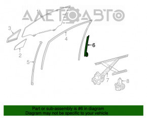 Front left door glass guide Lexus RX350 RX450h 16-22 rear
