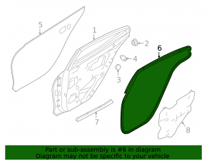 Rear left door seal Nissan Maxima A36 16-23