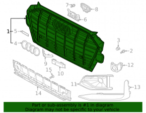 Bare radiator grille for Audi A4 allroad 20-25 rest, under the camera