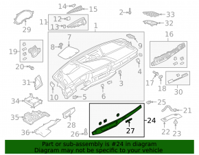 Right front panel trim for Audi A5 F5 18-25, brown walnut wood