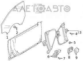 Front left door glass Audi A5 F5 17- 5D