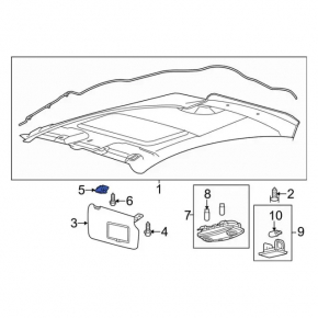 Driver's visor mounting hook Ford Fiesta 11-19 gray