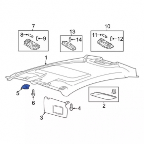 Driver's visor mounting hook Ford Fiesta 11-19 gray