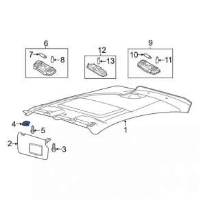 Driver's visor mounting hook Ford Fiesta 11-19 gray