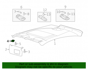 Driver's visor mounting hook Ford Fiesta 11-19 gray
