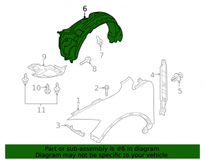 Front right fender liner for Mazda CX-9 10-15