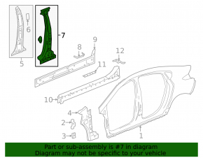 Body pillar central right Chevrolet Volt 16- with threshold