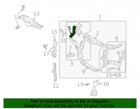 Lower reinforcement for the right fender apron of the Lexus RX330 RX350 RX400h 04-09