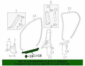 Front left door sill plate for Lexus CT200h 11-17 black chrome