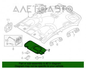 Right visor Fiat 500X 16-21 gray with backlight, without hook