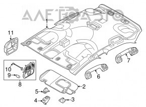 Right visor Fiat 500X 16-21 gray with backlight, without hook