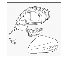 Right side mirror assembly for Lexus ES350 10-12 turn signal