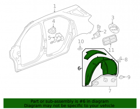 Rear right fender liner Chevrolet Equinox 10-17