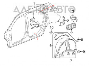 Rear right fender liner Chevrolet Equinox 10-17