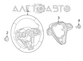 Naked steering wheel Toyota Rav4 19-25 black leather with heating, ready for re-upholstery