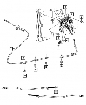 Parking Brake Cable Center Dodge Challenger 09-