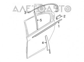Molding door-glass central rear left BMW 5 G30 17-23 chrome, scratches