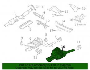 Rear muffler with barrel and middle section for VW Jetta 11-13 USA 2.5
