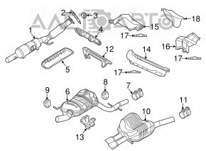 Rear muffler with barrel and middle section for VW Jetta 11-13 USA 2.5