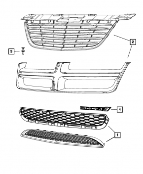 Chrysler 200 11-14 Front Bumper Lower Grille