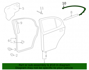 Door molding upper rear right Lexus IS250 IS350 06-13 chrome, scuffs